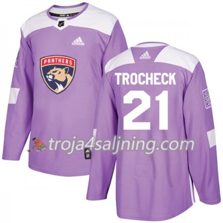 Florida Panthers tröja Vincent Trocheck 21 Adidas 2017-2018 Lila Fights Cancer Practice Authentic - NHL Tröjor Herr